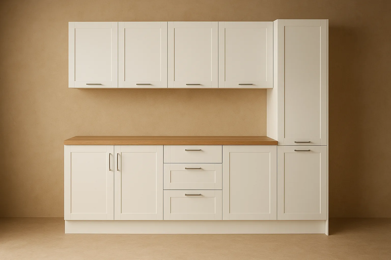 Generic kitchen cabinet run with a worktop surface